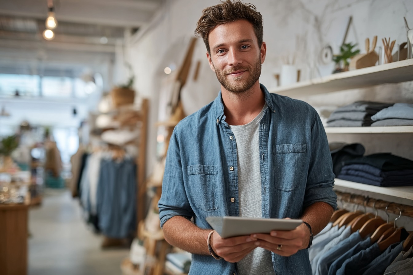 Conseiller de vente aidant un client dans une boutique – formation Vente Adalia School