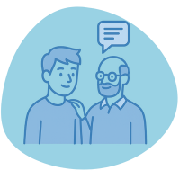 Accompagnement vers l’emploi – Adalia School Un mentor guide un jeune alternant vers l’emploi, illustré par une cible avec une flèche